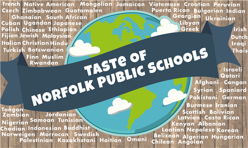 Graphic with text Taste of Norfolk Public Schools 